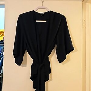 Trouve Navy Blue Wrap Blouse Size Medium